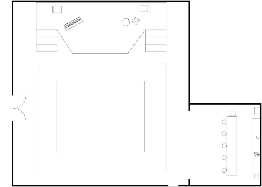 Veranstaltungsort für Live-Musik mit Bar 3D Grundrisse