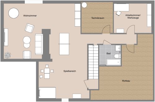 Keller-Grundriss mit Spielbereich
