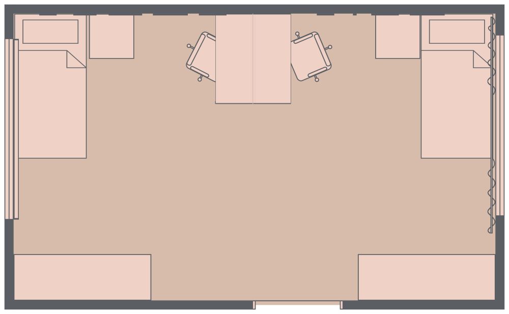 Gemeinsames Kinderzimmer für Zwillinge 2D Grundrisse