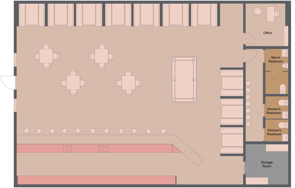 Bar with Pool Table 2D Floor Plan