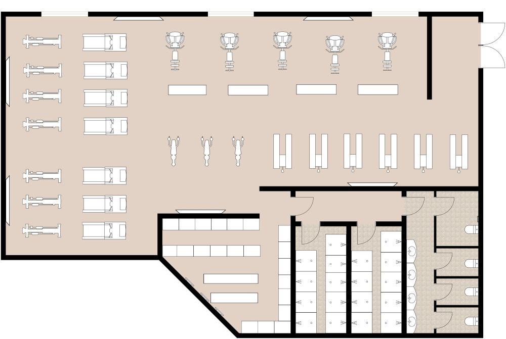 Layout für ein Fitnessstudio 2D Grundrisse