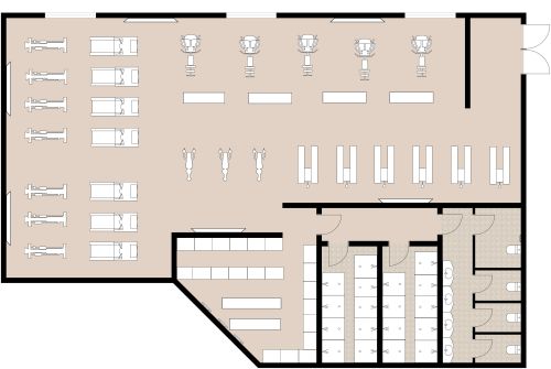 Layout für ein Fitnessstudio