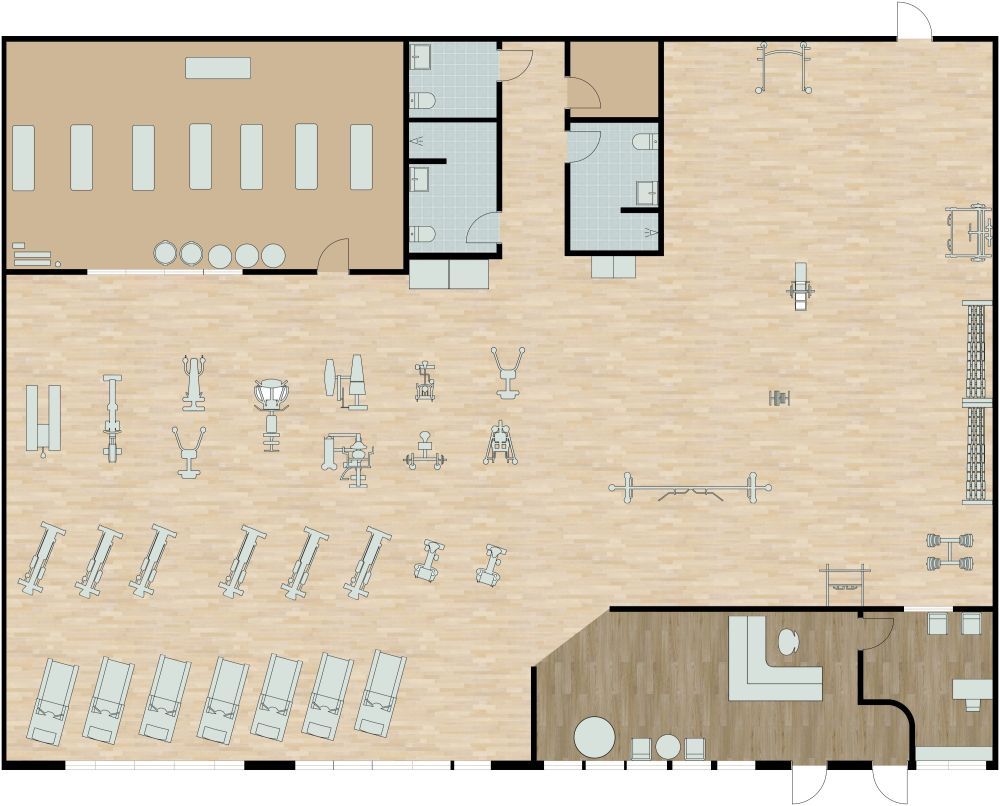 2D Gym Floor Plan With Yoga Room 