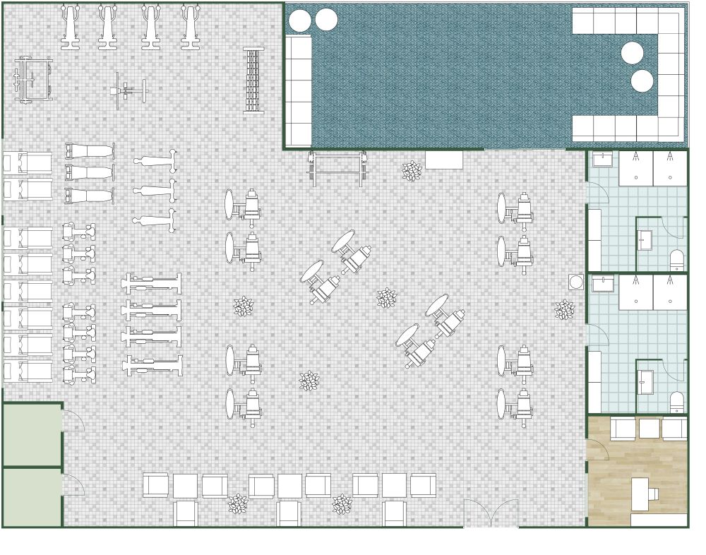 Fitness Center With Outdoor Lounge Area 2D Floor Plan