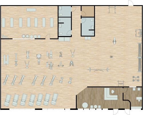 Fitness-Studio mit Yogaraum