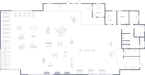 Fitness-Studio mit PT-Büros