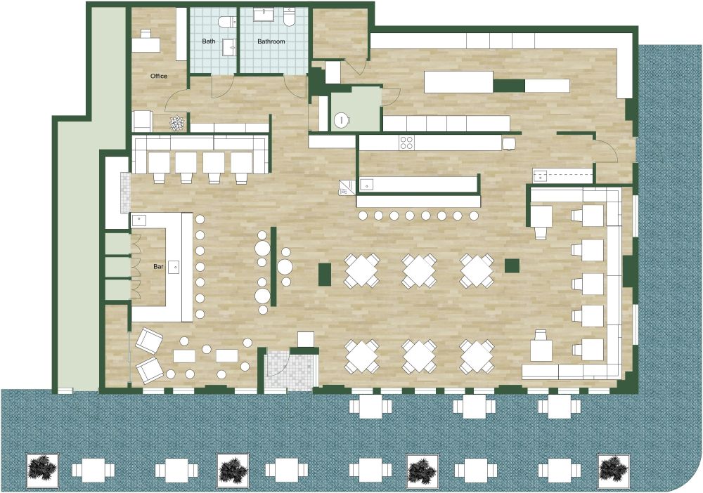 Restaurant 2D Floor Plan
