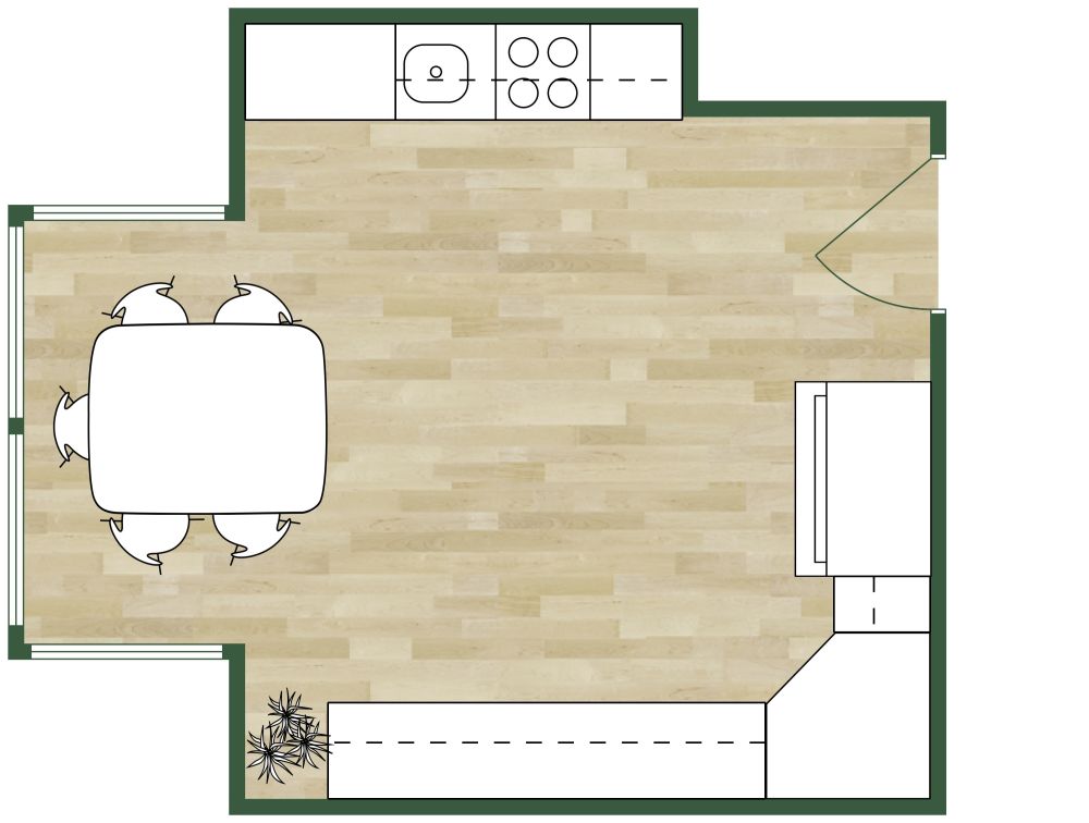 2D Floor Plan of Retro Kitchen Décor Ideas