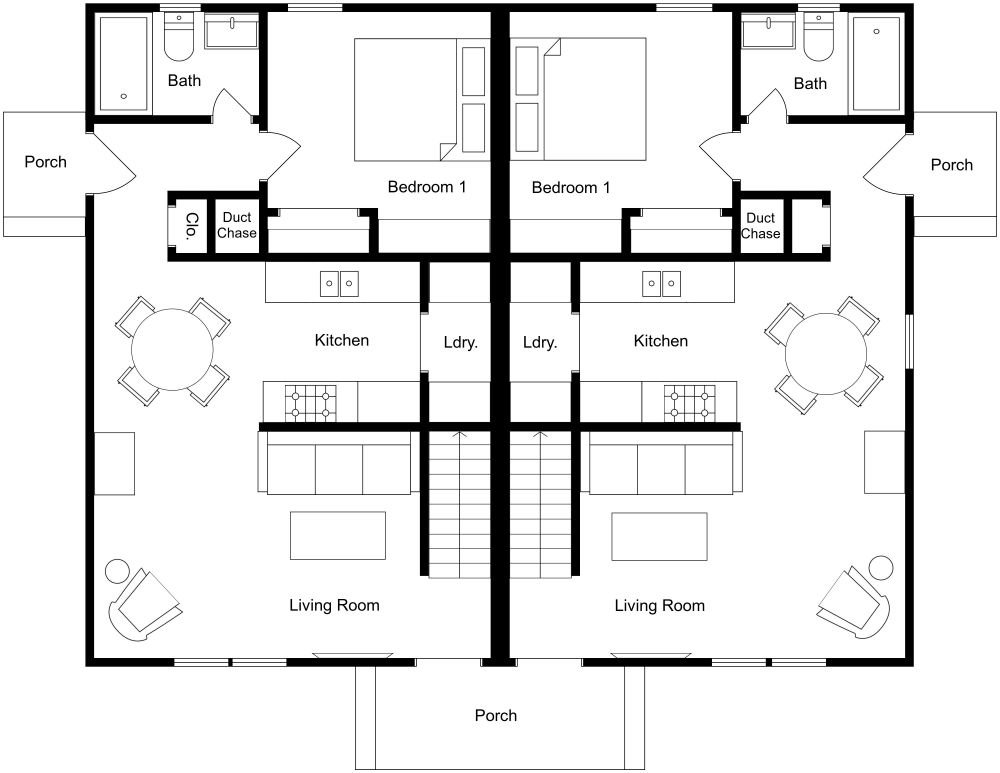 Duplex Plan 2D Floor Plan