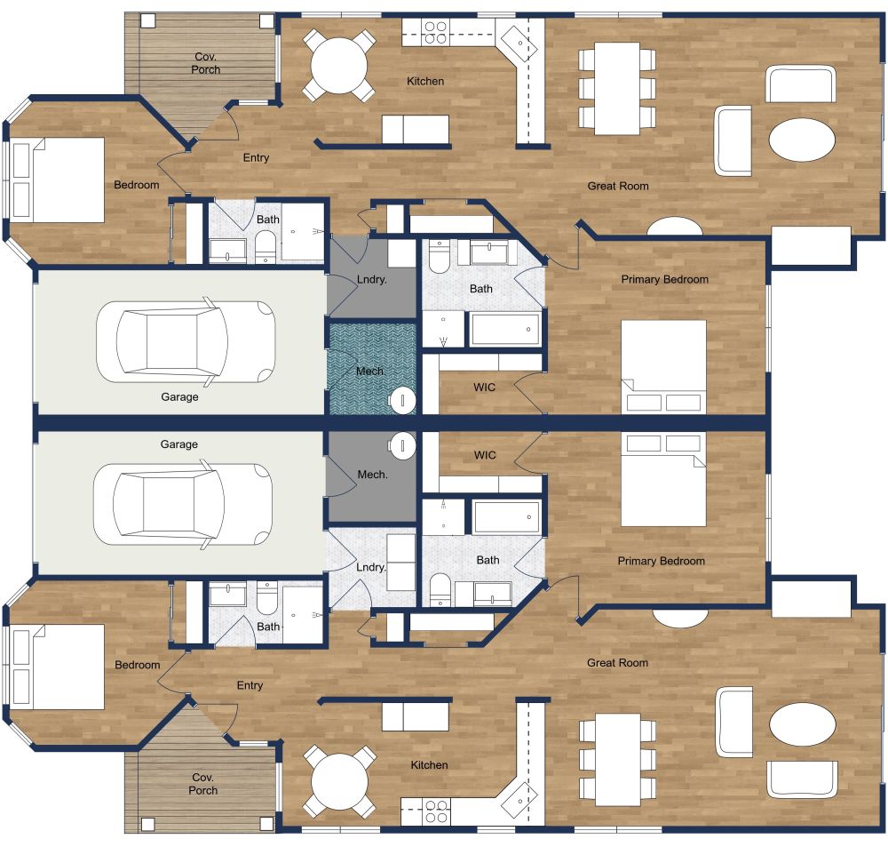 Duplex House Layout 2D Floor Plan