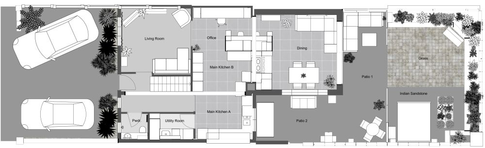 2 Bedroom House Plan Under 1000 sq ft 2D Floor Plan