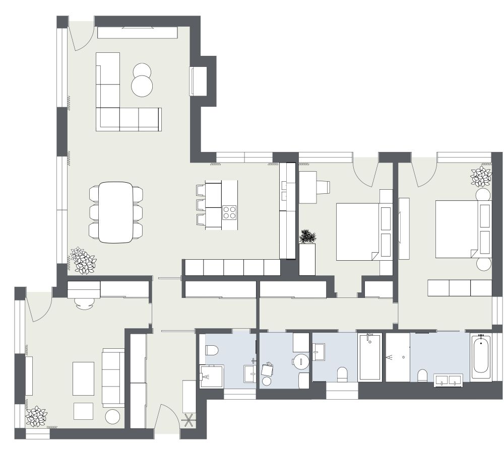 Nice 2 Bedroom House 2D Floor Plan