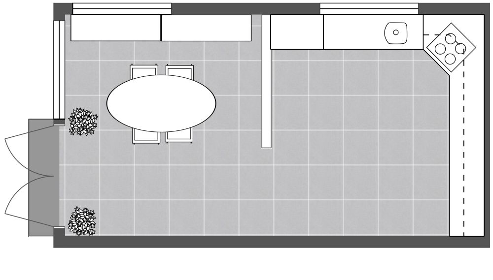 2D Floor Plan L-Shaped Kitchen