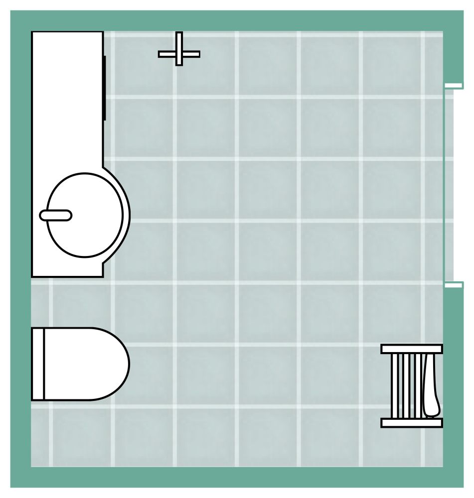 Square Powder Room Small 2D Floor Plan