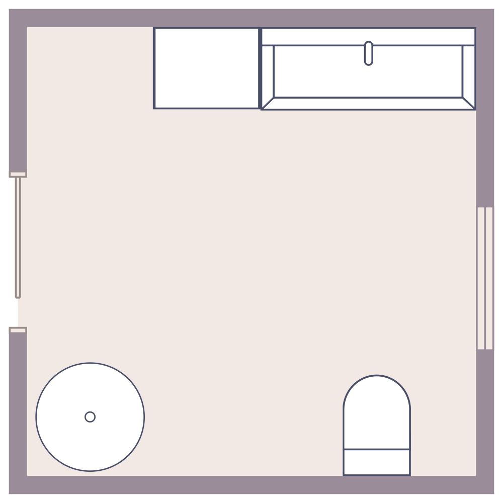 Square Bathroom 2D Floor Plan
