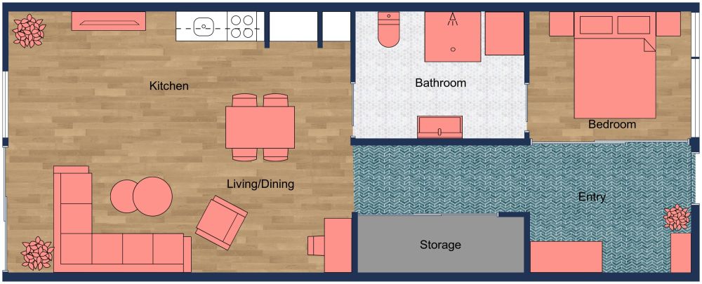 Shipping Container 2D Floor Plan