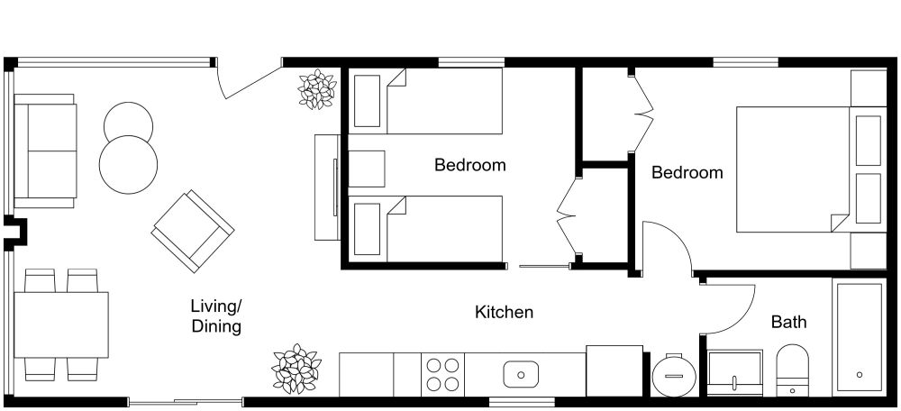 Container Home Design 2D Floor Plan