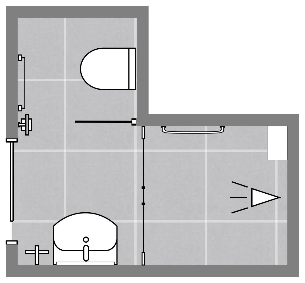 Small L-Shaped Bathroom Layout 2D