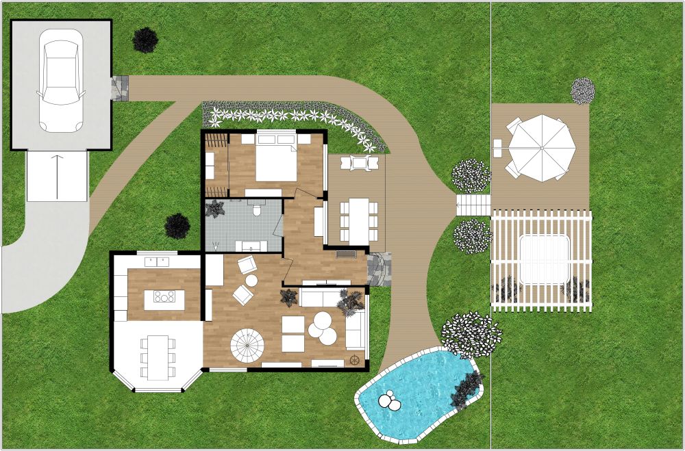 Wohnlandschaftsgestaltung 2D Grundrisse
