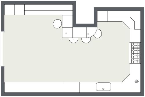 Trendy Kitchen Layout With Breakfast Bar