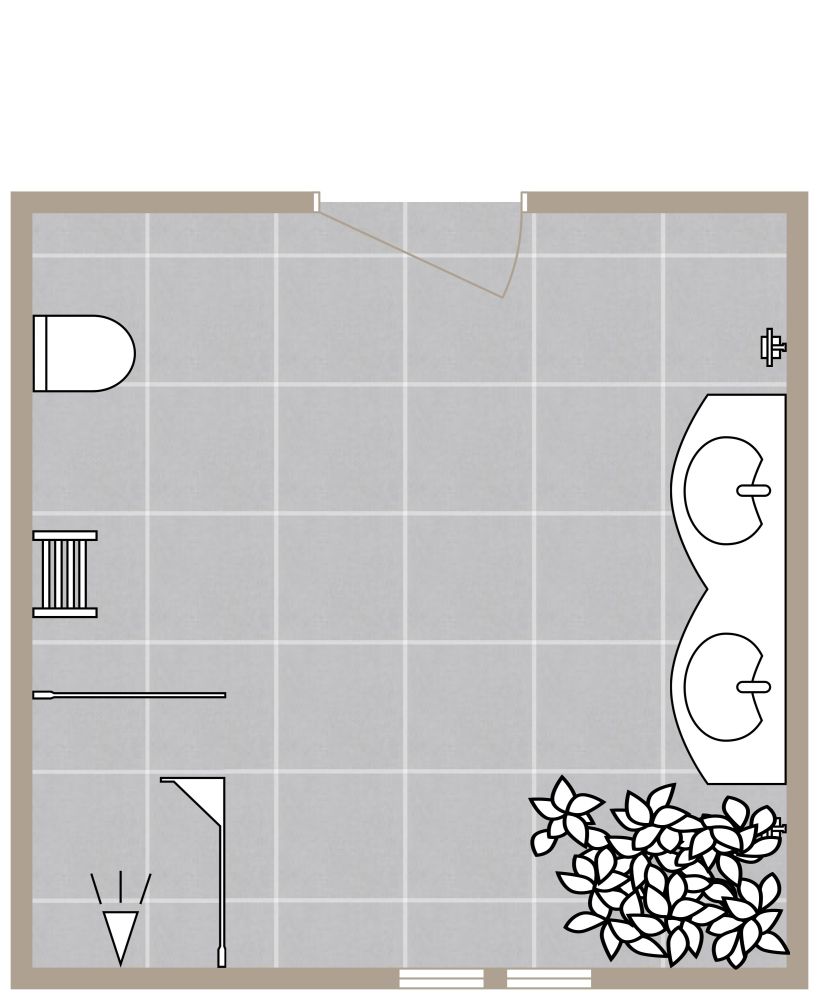 Square Bathroom 2D Layout