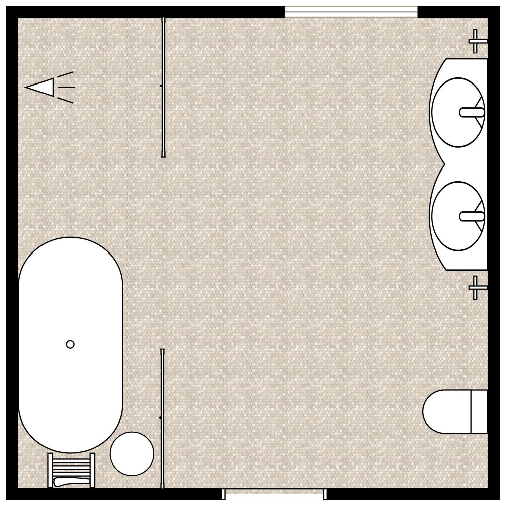 Square Bathroom Design 2D Floor Plan