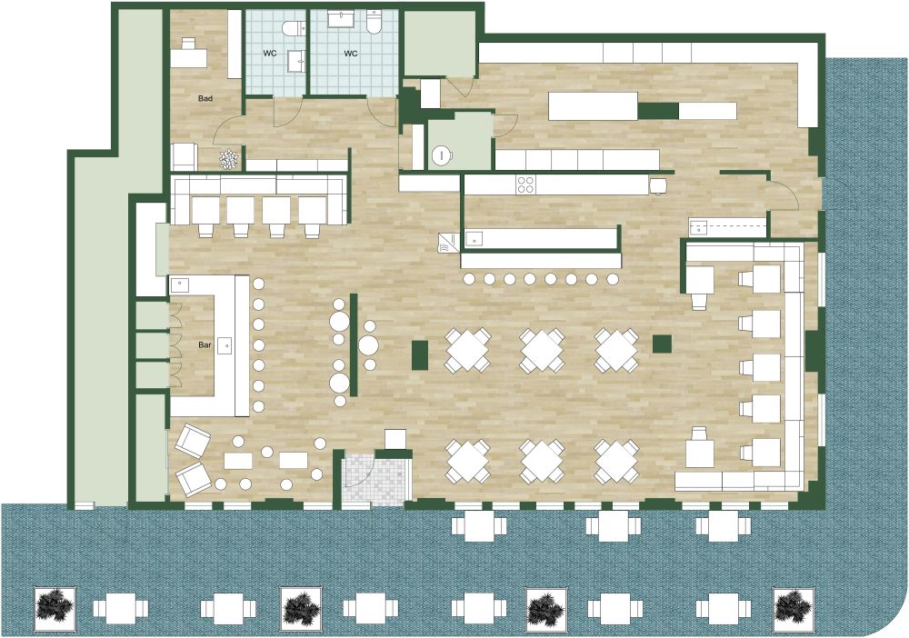 Grundriss für ein Restaurant 2D Grundrisse