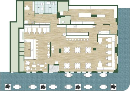 Grundriss für ein Restaurant