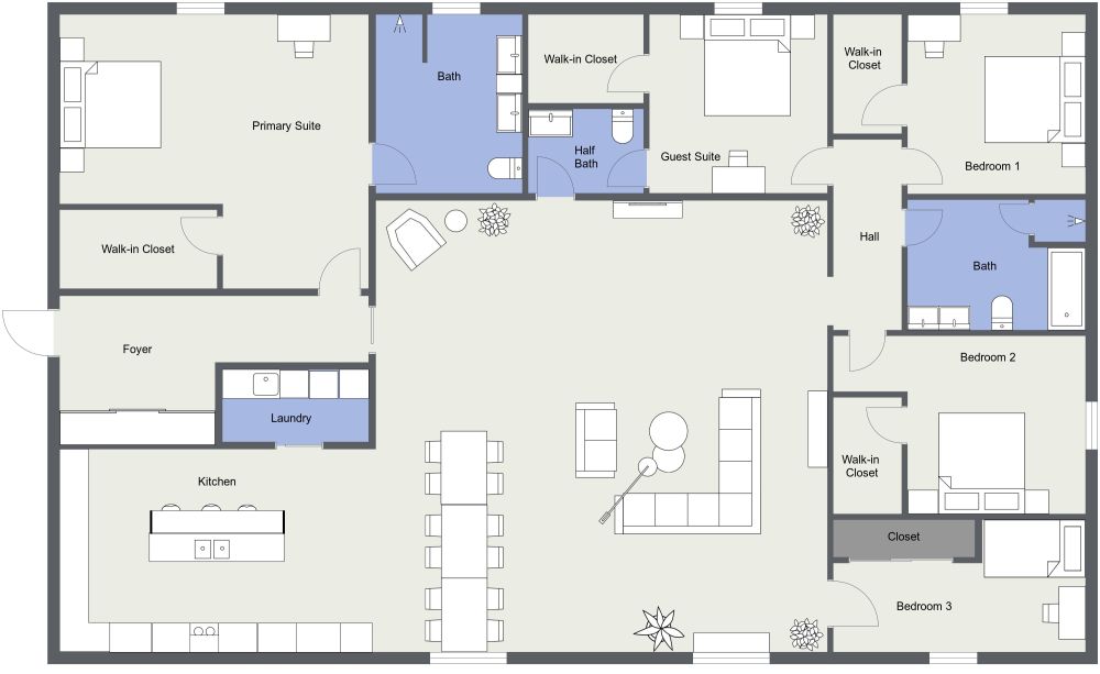 5 Bedroom Apartment Plan 2D Floor Plan