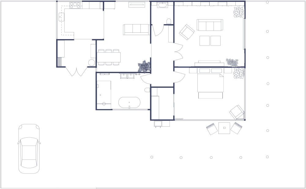 1 Bedroom House 2D Floor Plan