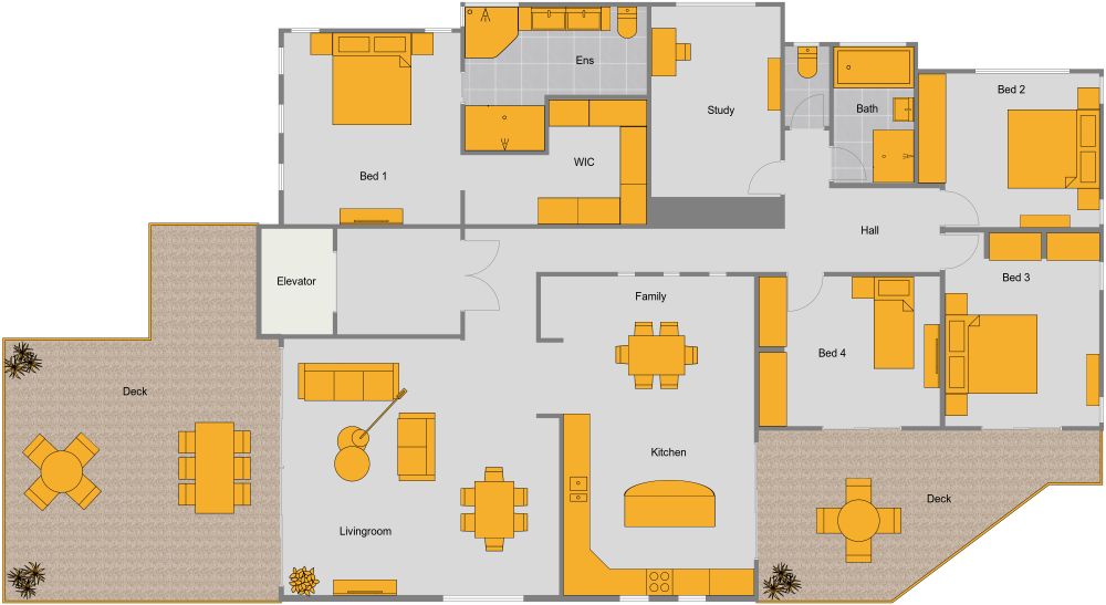 Apartment 5 Bedroom 2D Floor Plan