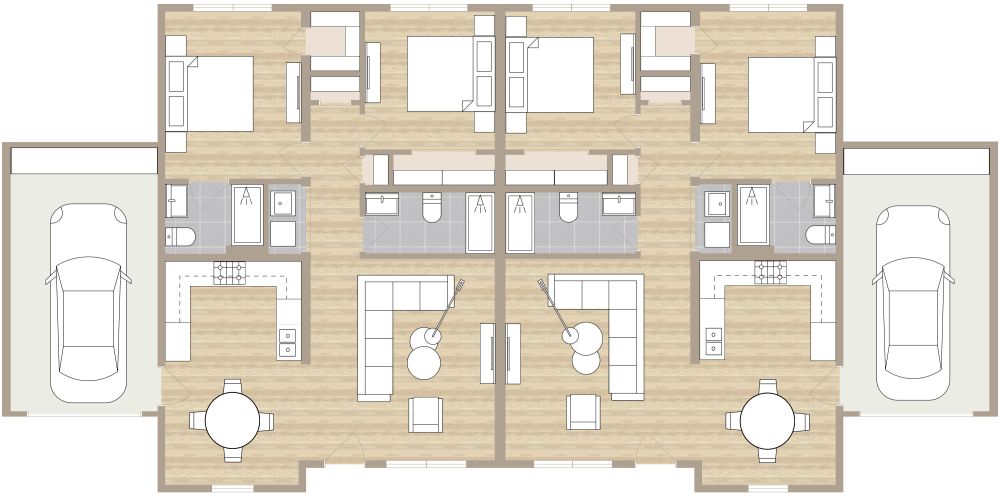 Doppelhausplan 2D Grundrisse
