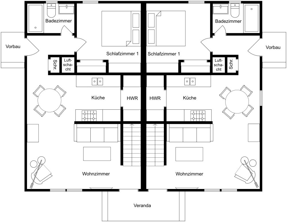 Duplex Plan 2D Grundrisse