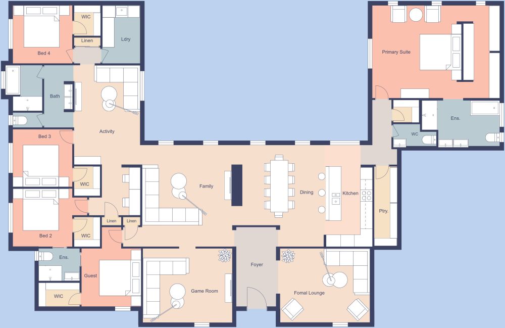 5 Bedroom Apartment 2D Floor Plan