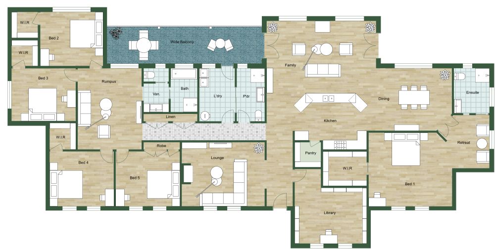 5 Bedroom Apartment 2D Floor Plan