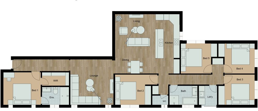 5 Bedroom Home 2D Floor Plan