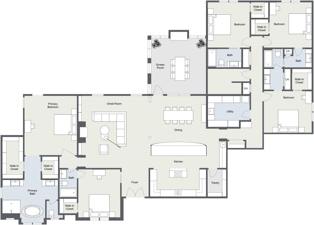5 Bedroom House 2D Floor Plan
