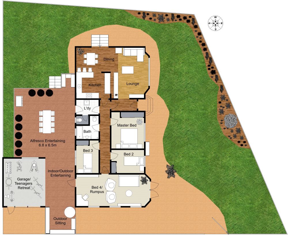 Large Green Garden 2D Site Plan