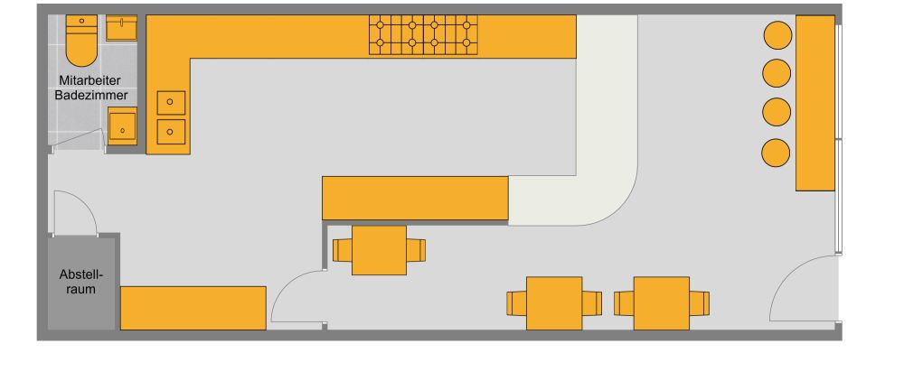 Grundrissidee für eine Restaurantküche 2D Grundrisse