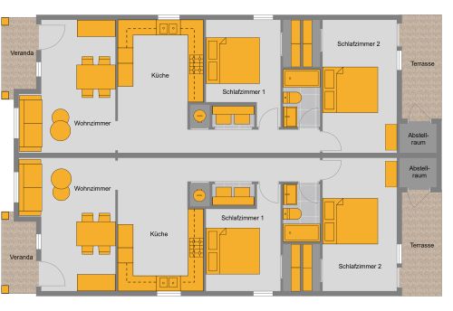Grundriss für ein Zweifamilienhaus