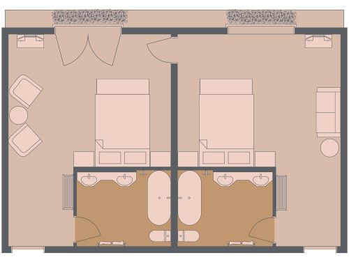 Angrenzende Pariser Hotelzimmer