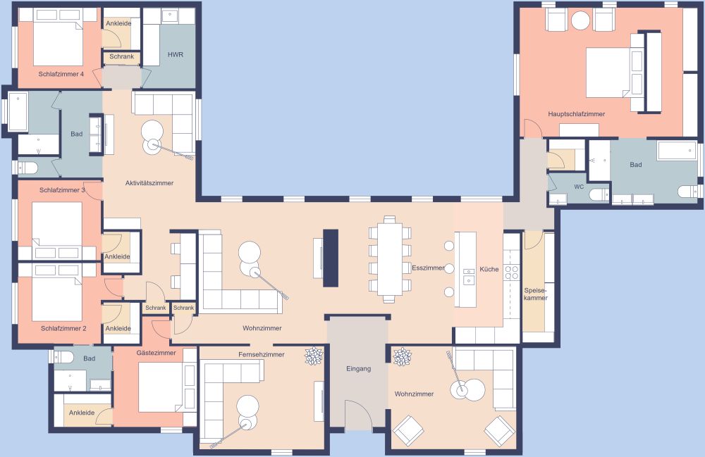 Apartment mit 5 Schlafzimmern 2D Grundrisse
