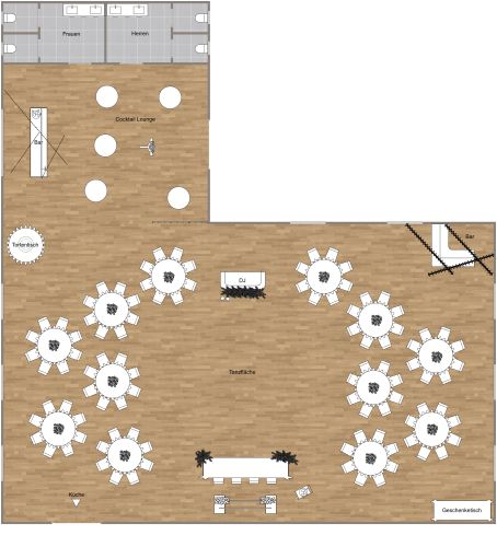 Layout für den Hochzeitsempfang