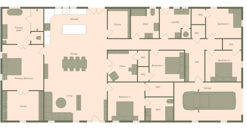 Emerald Barndominium House Plan 2D Floor Plan