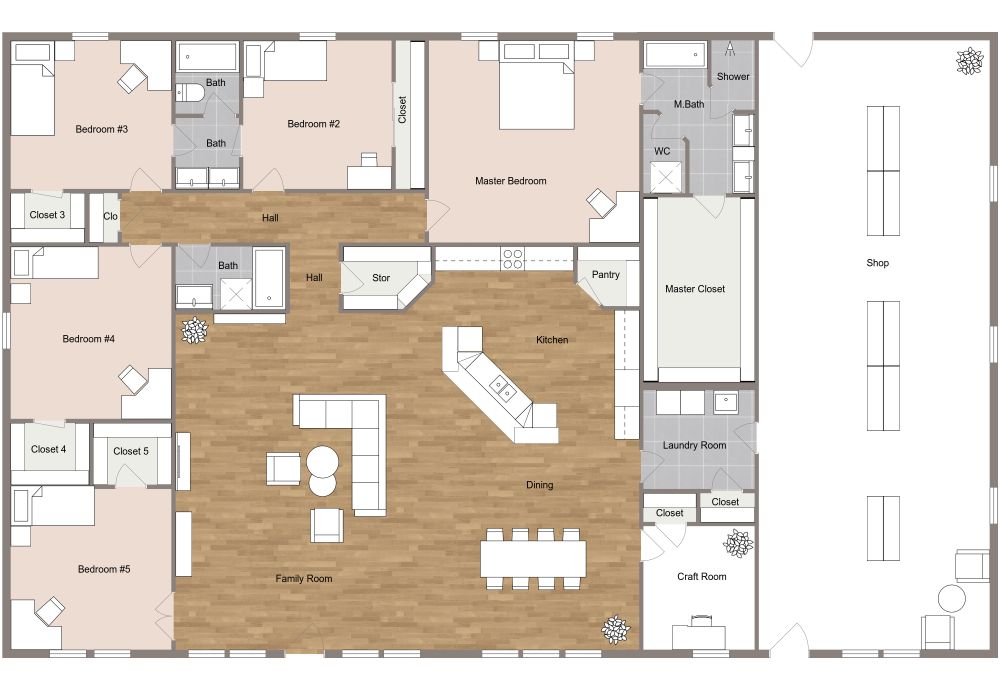 Sunnyside Barndominium House Plan 2D Floor Plan