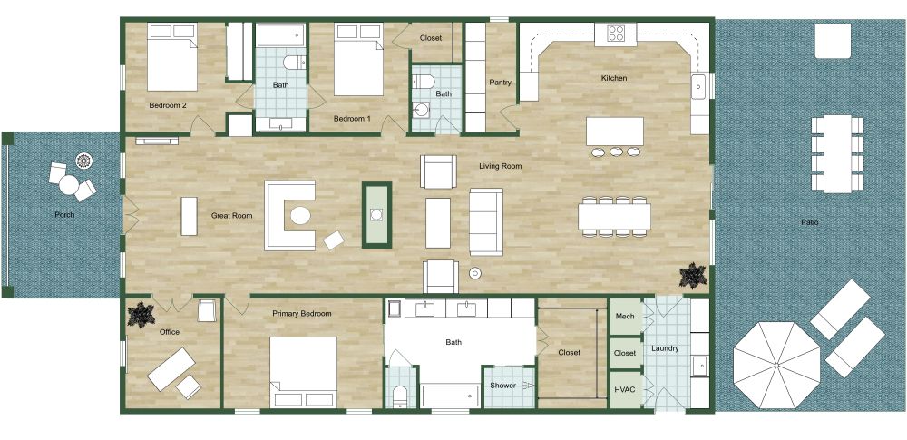 Chasebriar Barndominium House Plan 2D Floor Plan