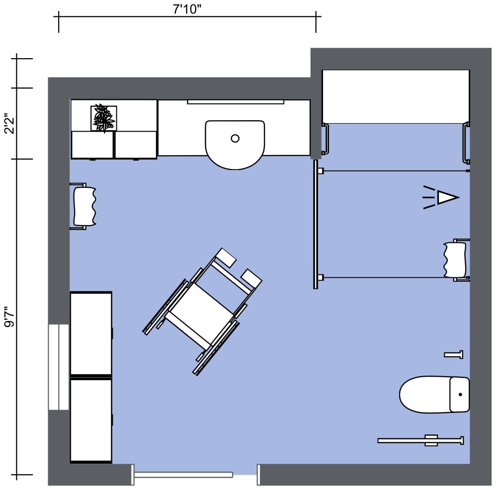 Barrierefreies Badezimmer-Layout 2D Grundrisse