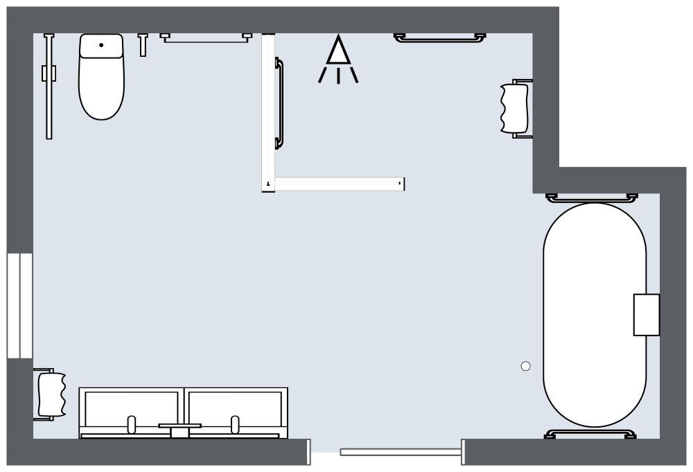 Grundriss für Senioren-Badezimmer 2D Grundrisse
