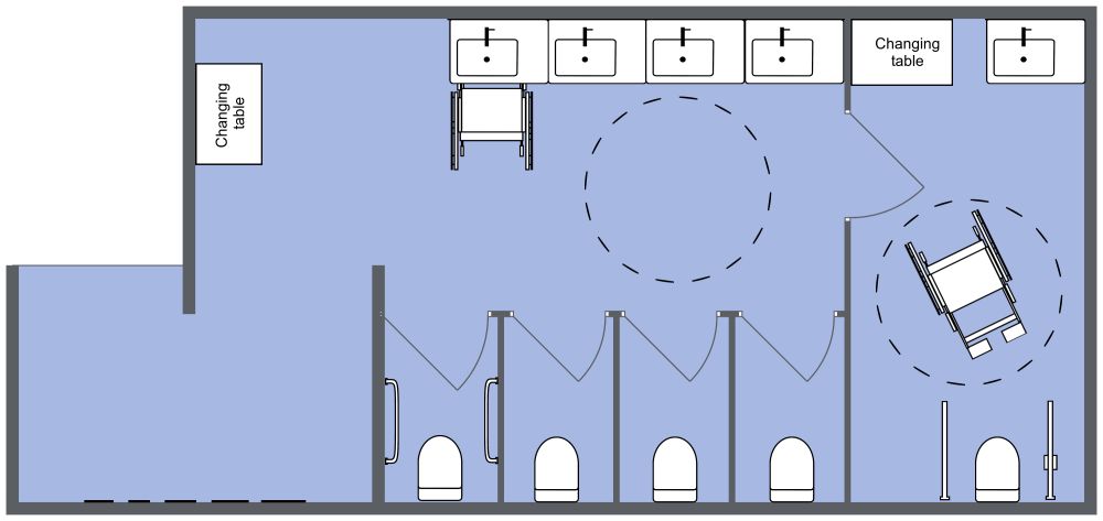 Women's ADA Bathroom 2D Floor Plan