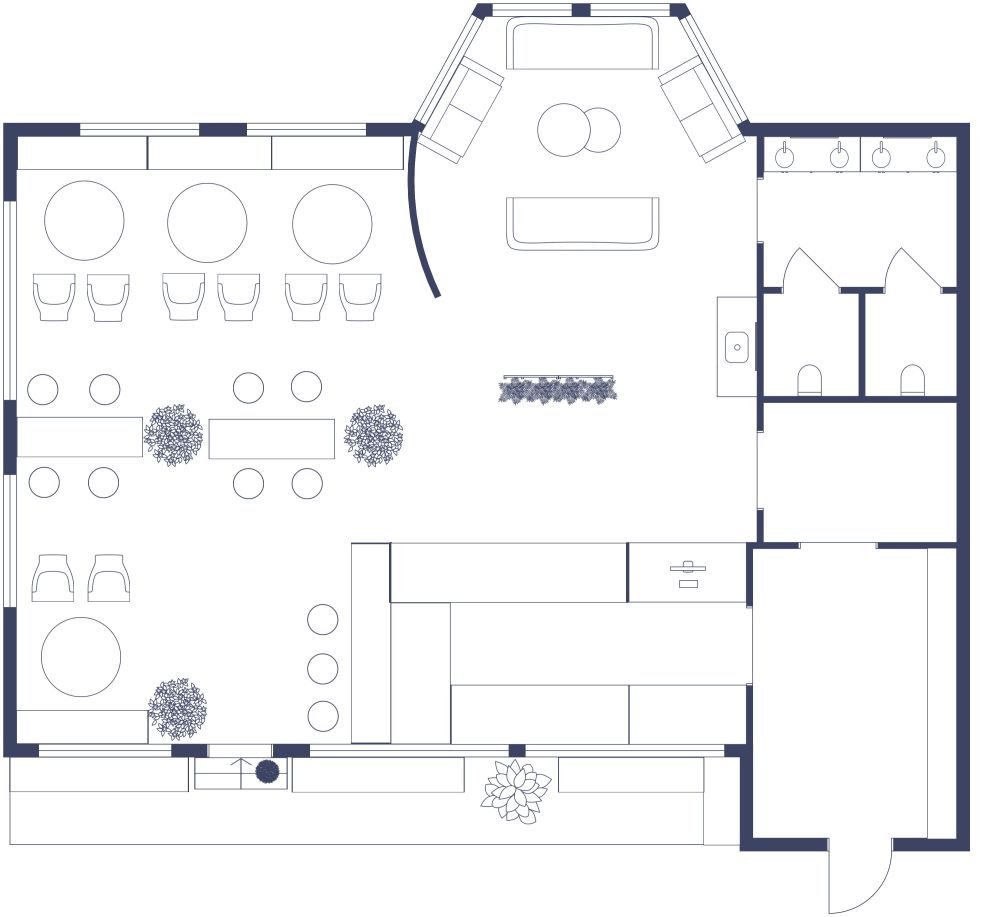 Playful Cupcake Coffee Shop 2D Floor Plan